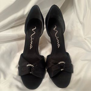 Black and Rhinestone Nina Heels 5.5